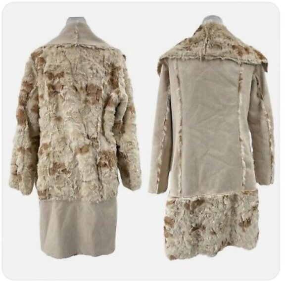 Adrienne Landau SZ M Reversible Fur & Suede Kimono Style Coat Chic Luxury Unique - Picture 2 of 15